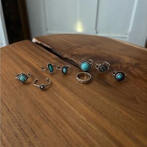 Silver and Turquoise Ring Set
